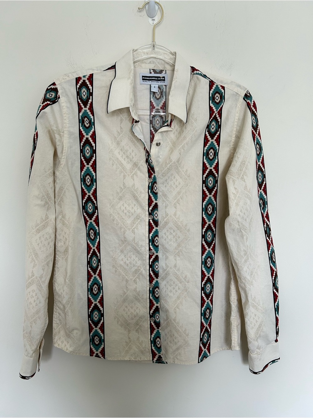 Vintage Panhandle Slim Aztec South Western Pearl Snap Shirt Size Small